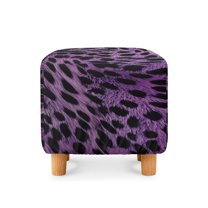 Jiueut Purple Leopard Print Ottoman Cover, Square Ottoman Cover Footrest Sofa Slipcovers Stool Covers Soft Footstool Covers Slipcovers Stretch Furniture Protector with Anti-Slip Band