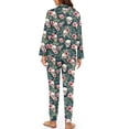 thumbnail image 2 of DISNIMO Skull Flower Printed Pajama Set for Women 2 Piece Pj Set Long Sleeve Lounge Set Casual Button Down Sleepwear Nightwear with Long Pants, Halloween Decor, 2 of 7