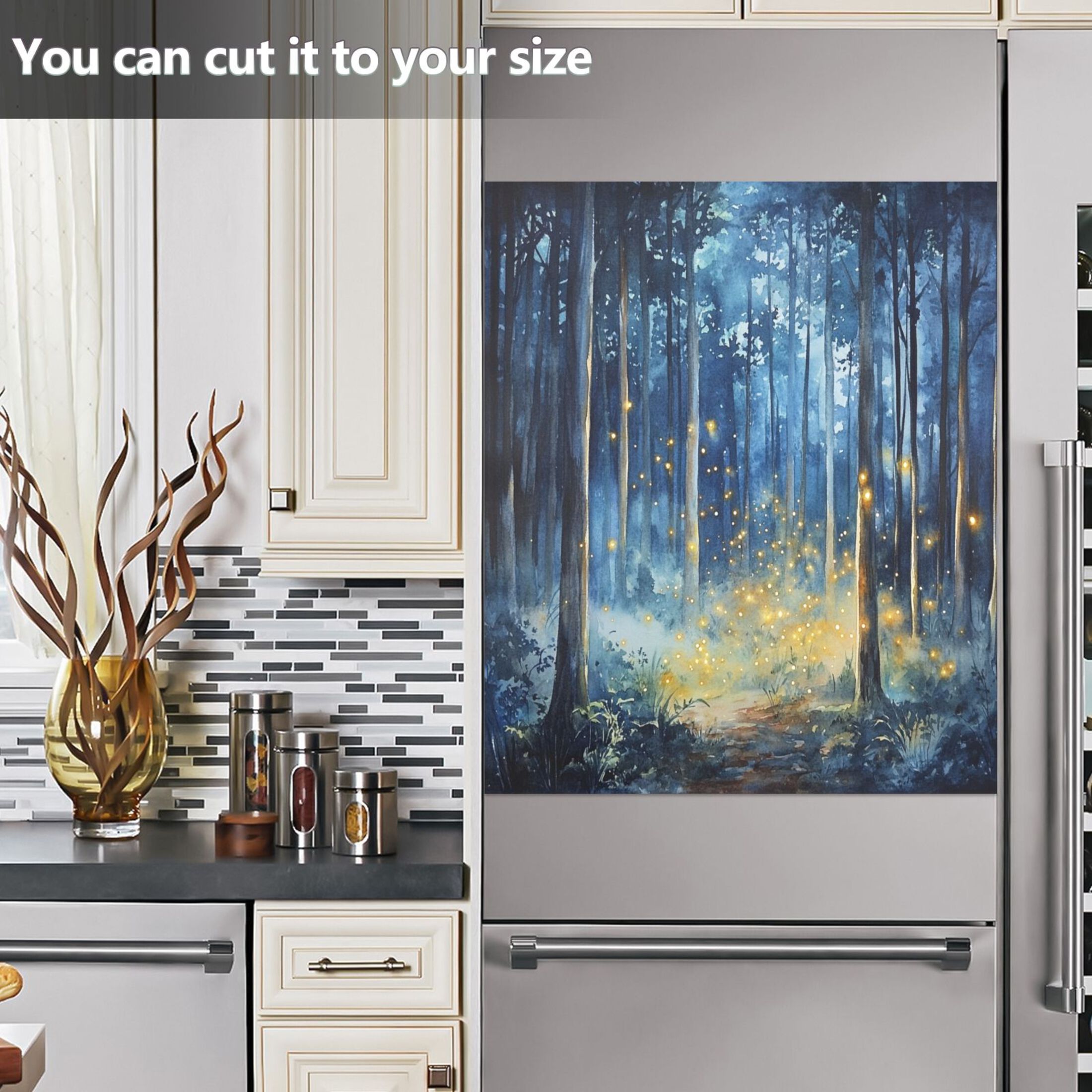 Dishwasher Magnetic Sticker 23x26 Inch Refrigerator Magnetic Sticker Washing Machine Magnetic Sticker Kitchen Panel Magnetic Sticker Home Decor Beautiful Firefly Forest