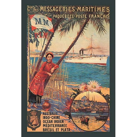 Messageries Maritimes French Cruise Line Ports: Australia, Indochina, Indian Ocean, Mediterranean, Brazil Fine art canvas print (20