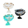 thumbnail image 3 of Lureme Bohemian Beads Pearl Tassel Multi Strand Textured Stackable Bangle Bracelet Set-Aqua(bl003054-4), 3 of 3