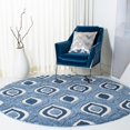 thumbnail image 3 of SAFAVIEH Florida Declan Geometric Shag Runner Rug, Blue/Ivory, 2'3" x 9', 3 of 10