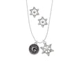 thumbnail image 2 of Delight Jewelry Silvertone Antiqued Round Seal - Initial - G - Silver tone Snowflake Charm Necklace and Stud Earrings, 2 of 4