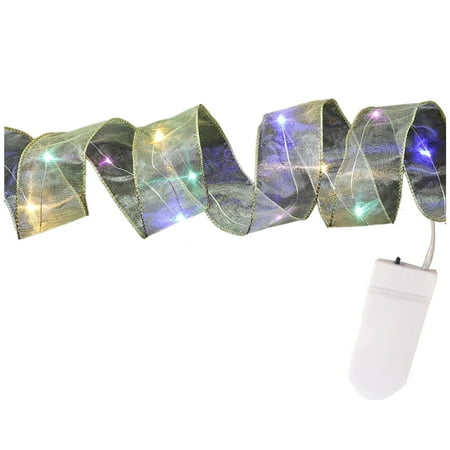 

Christmas Ribbon Fairy Lights Christmas LED Lights Double Ribbon String Lights Christmas Tree Decoration Glowing Ribbon Pendant