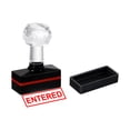 thumbnail image 1 of Uxcell Black Plastic Stamp Self Inking Red Ink Office Stamps Pre Inked Message Stamp 1.8'' x 0.8'' Entered, 1 of 6