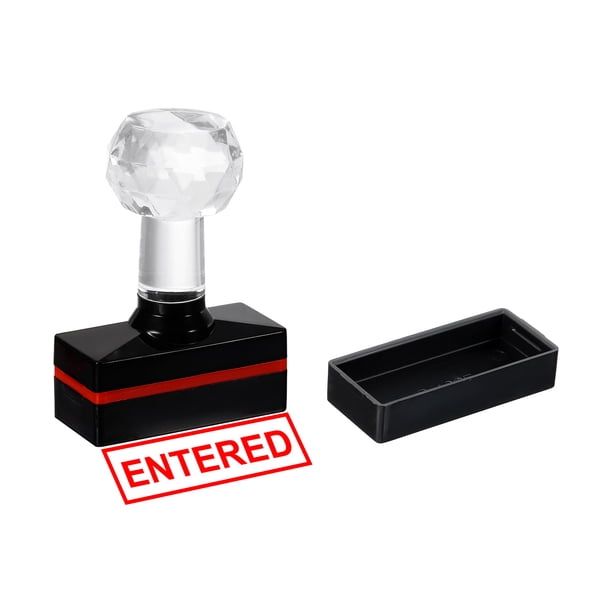 Sello de oficina autoentintado negro de plástico Uxcell, sello de mensaje preentintado de 1.8'' x 0.8'' ingresado