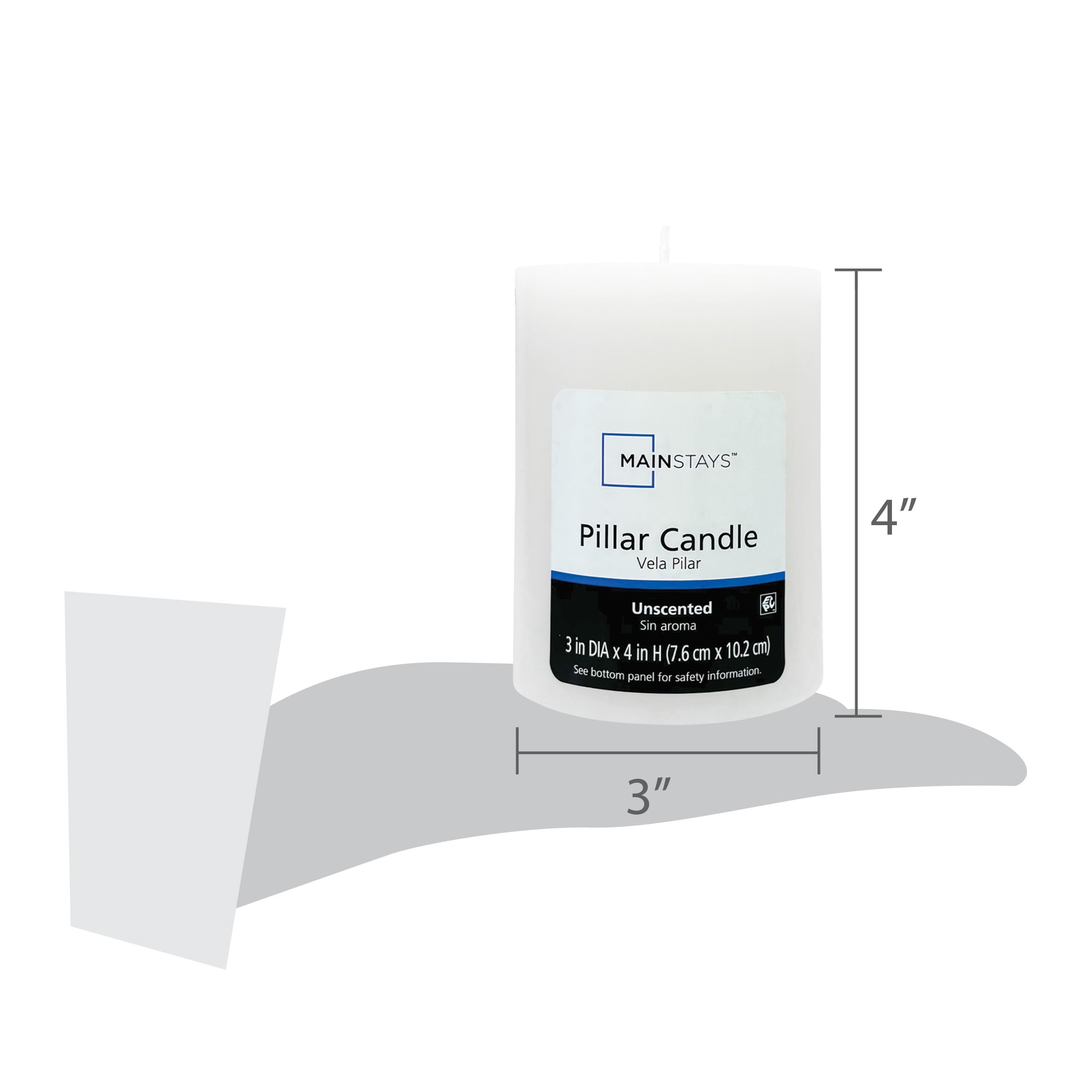 Mainstays Unscented Pillar Candles, 3x4 Inches, White