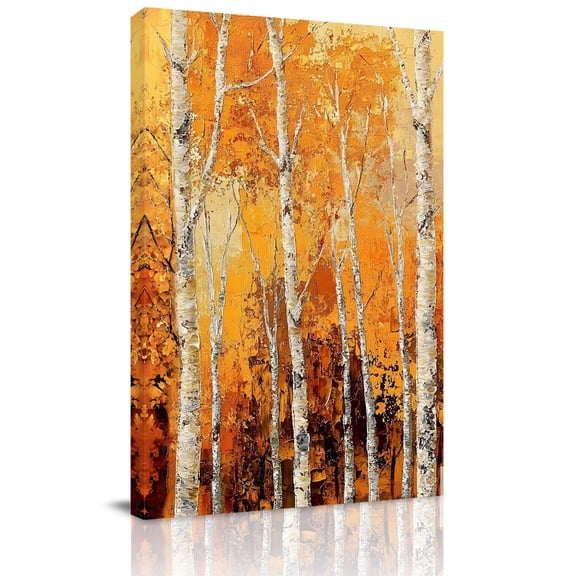 Canvas Wall Art, Fall Branch Tree Framed Canvas Prints for Bedroom Living Room, Autumn Yellow Forest Natural Vintage Large Gallery Wrapped Wall Decor for Home Office, Gifts, 18"x24" Ship Next Day