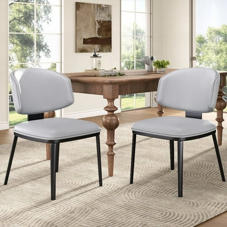 Modern PU Leather Dining Chairs - 2-Pack for Kitchen & Living Rooms (Gray)