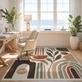 thumbnail image 3 of Design&I 8'x10' Washable Area Rug Earthy Tones Abstract Geometric Modern Shapes with Leaf Motif for Living Room, Family Extra Large Skid-Resistant Low Profile, 3 of 7
