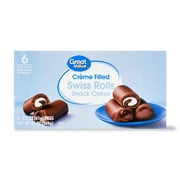 Great Value Creme Filled Swiss Rolls Snack Cakes, 13 oz, 6 Count
