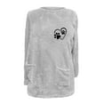 thumbnail image 2 of Patlollav Womens Winter Tops,Ladies Round-Neck Loose Print Pocket Warm Long Sleeve Blouse, 2 of 6