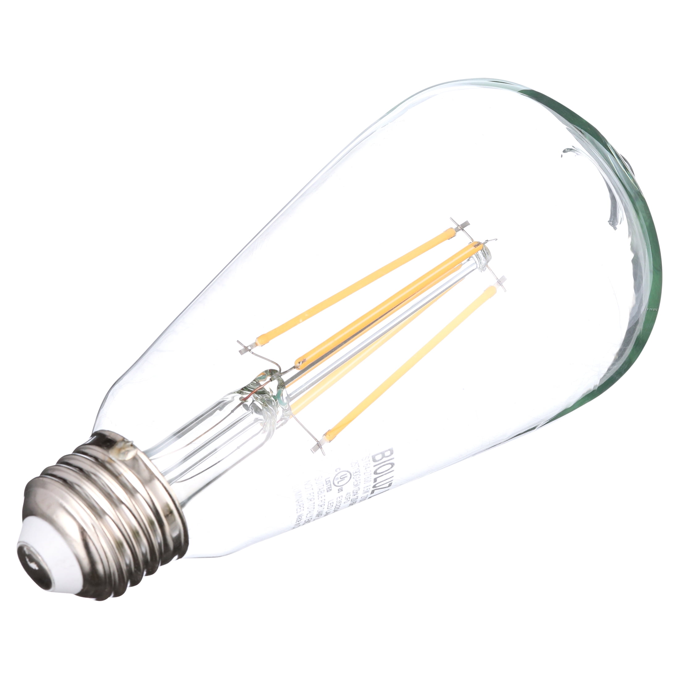 6 Pack Bioluz LED Pendent Light Bulbs, 60 Watt Replacement with Antique Vintage Design, Dimmable Filament ST64 Squirrel Cage E26 Base 2700K Warm White UL Listed