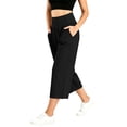 thumbnail image 4 of AVRNLIQ Womens High Waisted Wide Leg Capri Pants with Pockets Loose Fit Stretch Casual Coffee Cropped Pants, 4 of 8