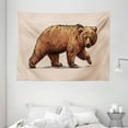 thumbnail image 1 of Bear Tapestry, Ink Drawing Style Wildlife Beast Carnivore Figure Walking Zoology Nature Themed Art, Wall Hanging for Bedroom Living Room Dorm Decor, 80W X 60L Inches, Brown Rose, by Ambesonne, 1 of 2