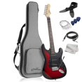 thumbnail image 1 of Ashthorpe Guitarra eléctrica de 39 pulgadas (rojo-negro), kit de guitarra de tamaño completo con bolsa acolchada, barra de trémolo, correa, cuerdas, cable, tela, púas, 1 of 5