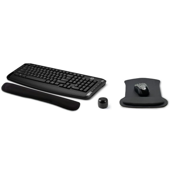 HP Wireless Keyboard & Mouse 300 PC Accessories Bundle with Gel Mouse & Wrist Pads, & Micro Bluetooth Speaker with Professional Sound, Built-in Mic & Remote Selfie Button