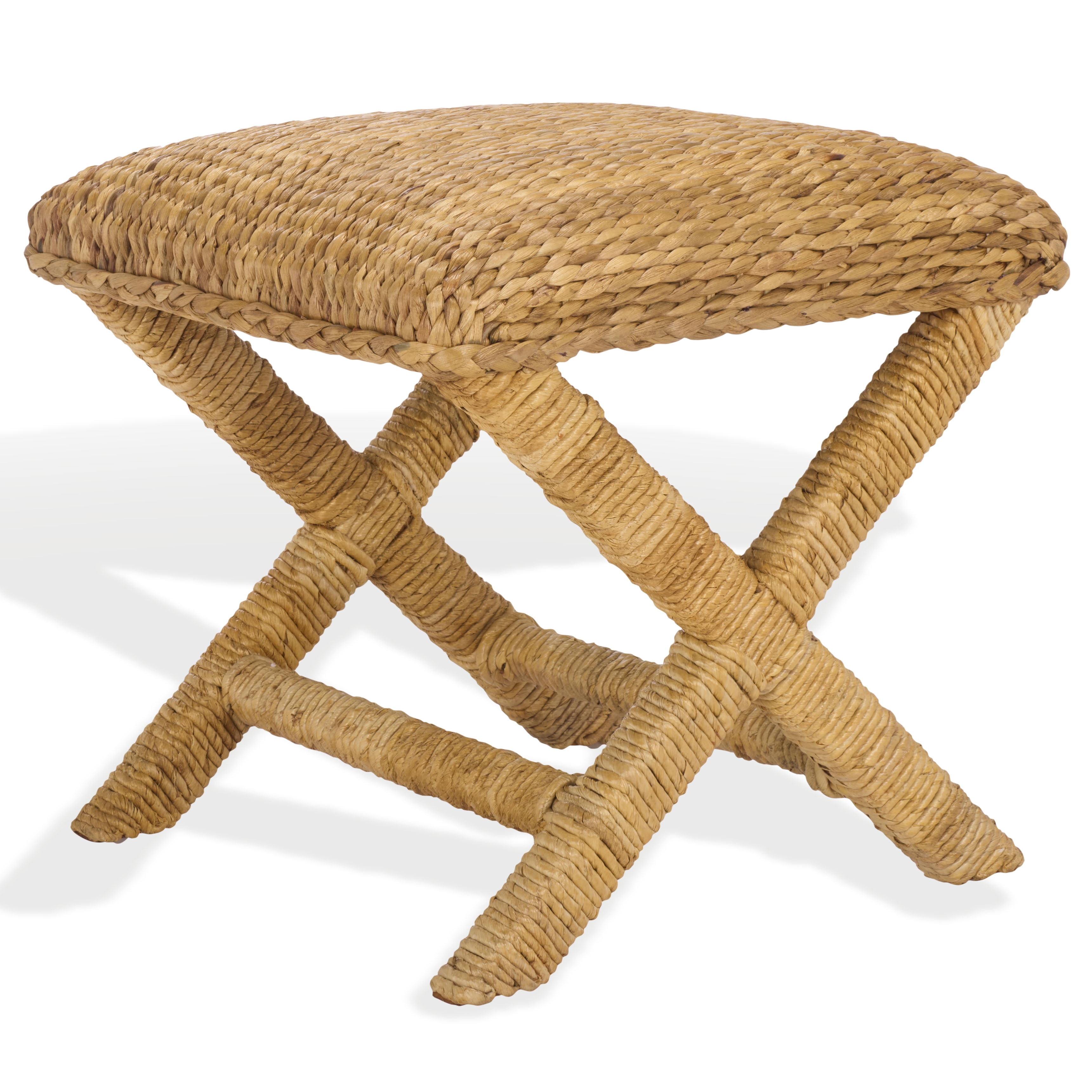 Safavieh Couture Caprianna Woven Waterhyacinth Backless Counter Stools, Natural