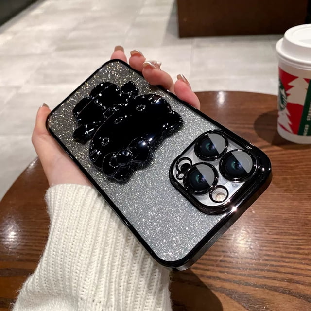 Nuevo gato lindo para iPhone14ProMAX funda de teléfono nuevo espejo de maquillaje de gato galvanizado 14 polvo de flash gradiente todo incluido