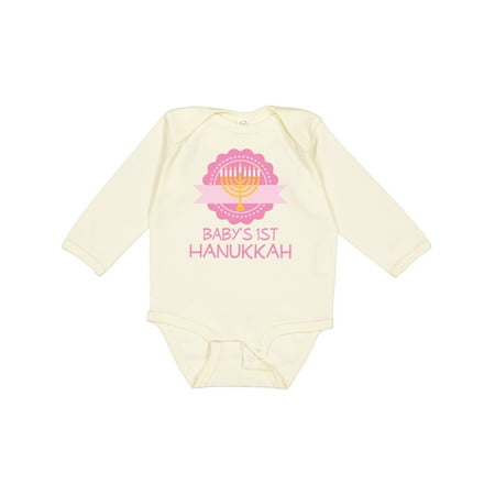 

Inktastic Babys 1st Hanukkah Gift Baby Girl Long Sleeve Bodysuit