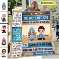 thumbnail image 3 of The Day I Met You Couple Personalized Premium Fleece Blanket, Personalized Gift, 3 of 3