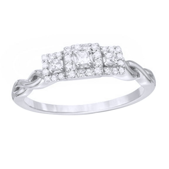 White Natural Diamond Frame Ring in 10k White Gold (0.2 Cttw)