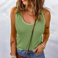 thumbnail image 3 of TKLPEHG Tank Top for Women Crew Neck Basic Tank Top Casual Summer Clothes Lightweight Sleeveless T Shirt Fashion Comfy Solid Color Loose Blouses (Green,XXL), 3 of 5