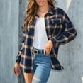 jsaierl Women's Button Down Flannel Shirts Plaid Shacket Long Sleeve