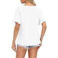 thumbnail image 4 of Square Neck Tops for Women, Yigetop Women's 2025 Summer Tops Trendy Short Sleeve Tshirt Ruffled Flared Sleeve Casual Square Neck Loose Fit Shirt Womens Summer Tops White S, 4 of 5