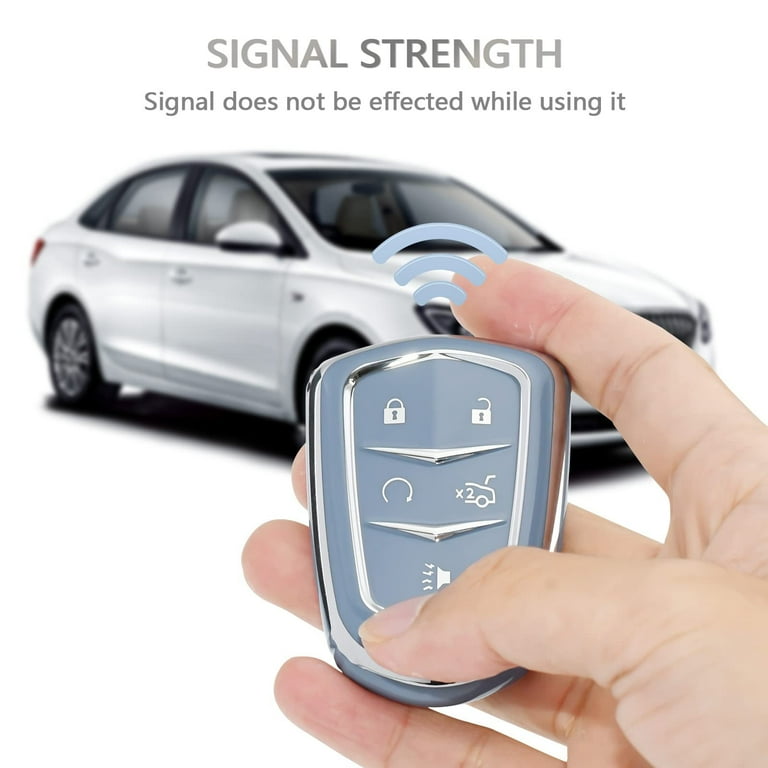 OFFCURVE Key Fob Cover For Cadillac, Soft TPU Car Key Case Protector