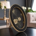 thumbnail image 2 of Home Decor Collection Black Round Wall Art or Tabletop, White Rose Floral Print by Antoine Monnoyer with Gold Beaded Frame, Classic Decorative Artwork, 6x8, 2 of 7