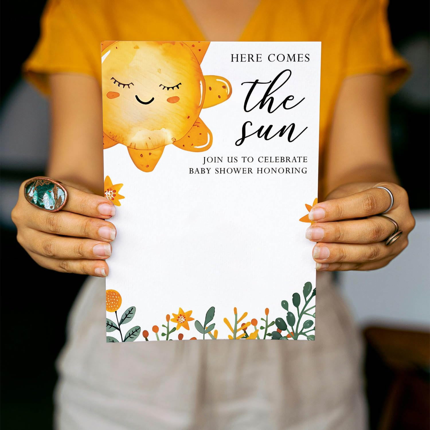 Here Comes The Sun Elegant Baby Shower Invitations Card High-Quality Set of  50 4x6 in Perfect for Boy \u0026 Girl - Walmart Business Supplies, image size:1500x1500