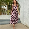thumbnail image 3 of Pink Leopard Print Womens Night Club Maxi Dress V Neck Sleeveless Bohemia Long Dresses, 3 of 9