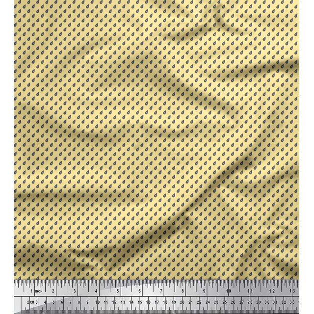 Soimoi Japan Crepe Satin Fabric Raindrops Nature Print Sewing Fabric Yard 42 Inch Wide