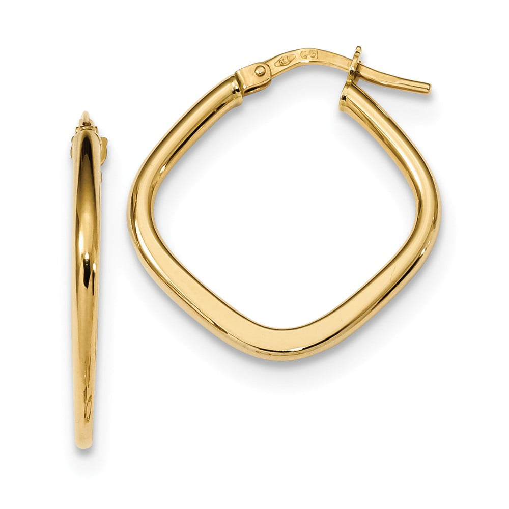 Details about   Real 14kt Yellow Gold Polished Princess Square Hoops 