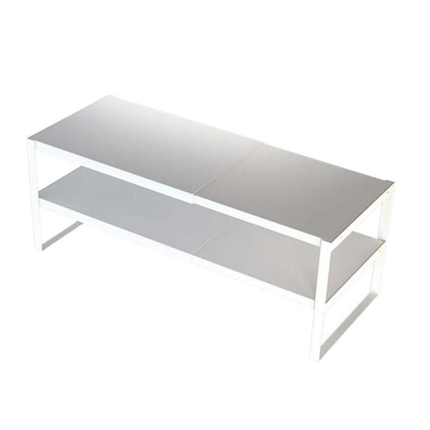 Soporte para monitor de computadora, resistente, para apartamentos, escritorio y portátil. Blanco de 2 niveles.