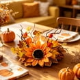 thumbnail image 5 of FeiFu Fall Candle Ring Wreath Artificial Sunflower Pumpkin Maple Leaves Centerpiece for Pillar Candle Holders Autumn Harvest Table Decor Home Party Thanksgiving Corona de Vela de Otoño, 5 of 6