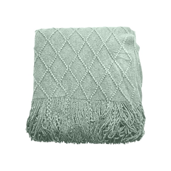 Knitted Throw Blanket for Couch and Bed, Soft Living Room Home Decor Knitted Blanket with Tassel, Outdoor Lightweight Breathable Summer Blanket, Farmhouse Warm Woven Decorative(50"*60",Mint Green)