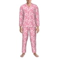 thumbnail image 3 of Honeii pink heart Pattern Mens Pajamas Set,2pcs Men's Lounge Long Sleeve Sleep Shirt and Pajama Bottoms Sleepwear Set,Mens Pjs Sets-Large, 3 of 7