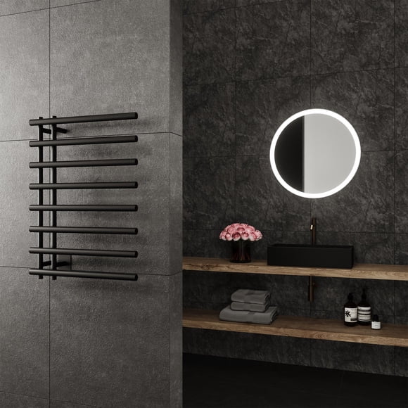 Paris Mirror Leto 8 Bar Towel Warmer Black