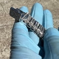 thumbnail image 6 of Men's Iced Dome Hip Hop Bracelet Simulated CZ Micro Pave Silver Tone 8.5" x 16MM Thick, 6 of 10