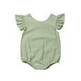 thumbnail image 1 of Sylvamorning Bébé Fille Volant Manches Body Solide Bouton de Couleur Romper, 1 of 5