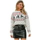 thumbnail image 1 of Gibobby Sueter Dama Suéter de rayas de bloque de Color con cuello Rojoondo y patrón de cervatillo de Navidad para mujer, suéter de punto suelto de manga larga, Tops (Blanco, S), 1 of 5