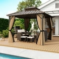 thumbnail image 3 of Costway Pavillon à Toit Rigide 10 x 10 Pi avec Moustiquaire, Double Toit Robuste en Métal Galvanisé, 3 of 10