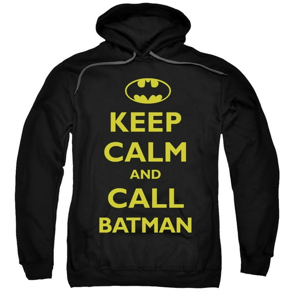 Trevco Batman-Call Batman - Adult Pull-Over Hoodie - Black- Extra Large