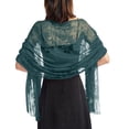 thumbnail image 3 of Baberdicy Bride Lace Shawl, Sheer Wedding Cover-Up for Church Ceremony, Evening Reception, Bridesmaid Gift Bottle Green + Ebony Universal Fit, 3 of 5
