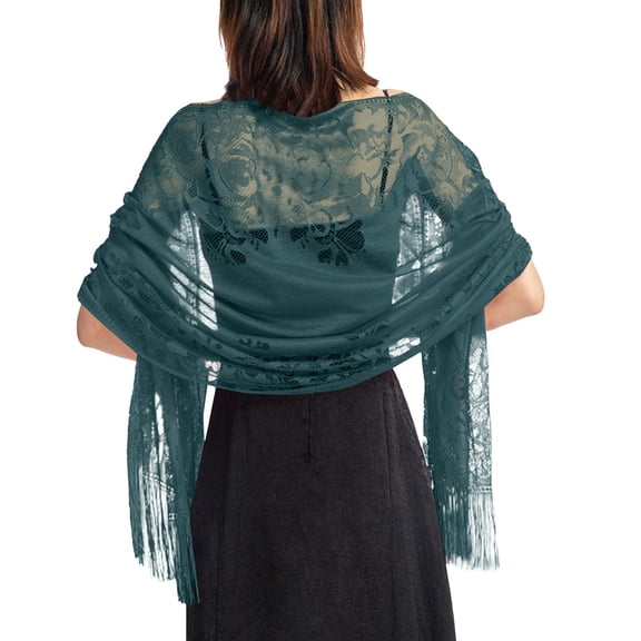 MEICHEN Women's Solid Color Lace Shawl Bride's Bridesmaid Evening Dress Party Wraps Dinner Hollowed Out Lace Shawl