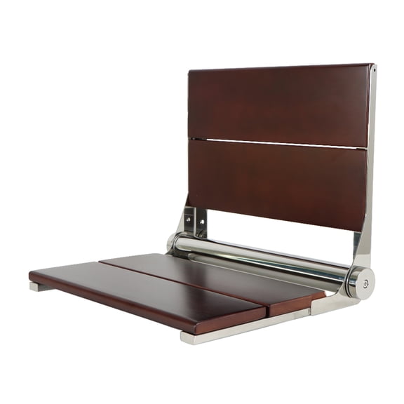 Kingston Brass KBSS16161 Soutien 2-Slat Shower Seat, Dark Wood/Polished Chrome