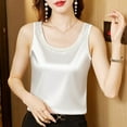 thumbnail image 6 of hotojiny Women Summer Tank Top Plus Size Crew Neck Silk Satin Blouse Sleeveless Business Shirt Casual Dressy Outfit Vacation Clothes, 6 of 6