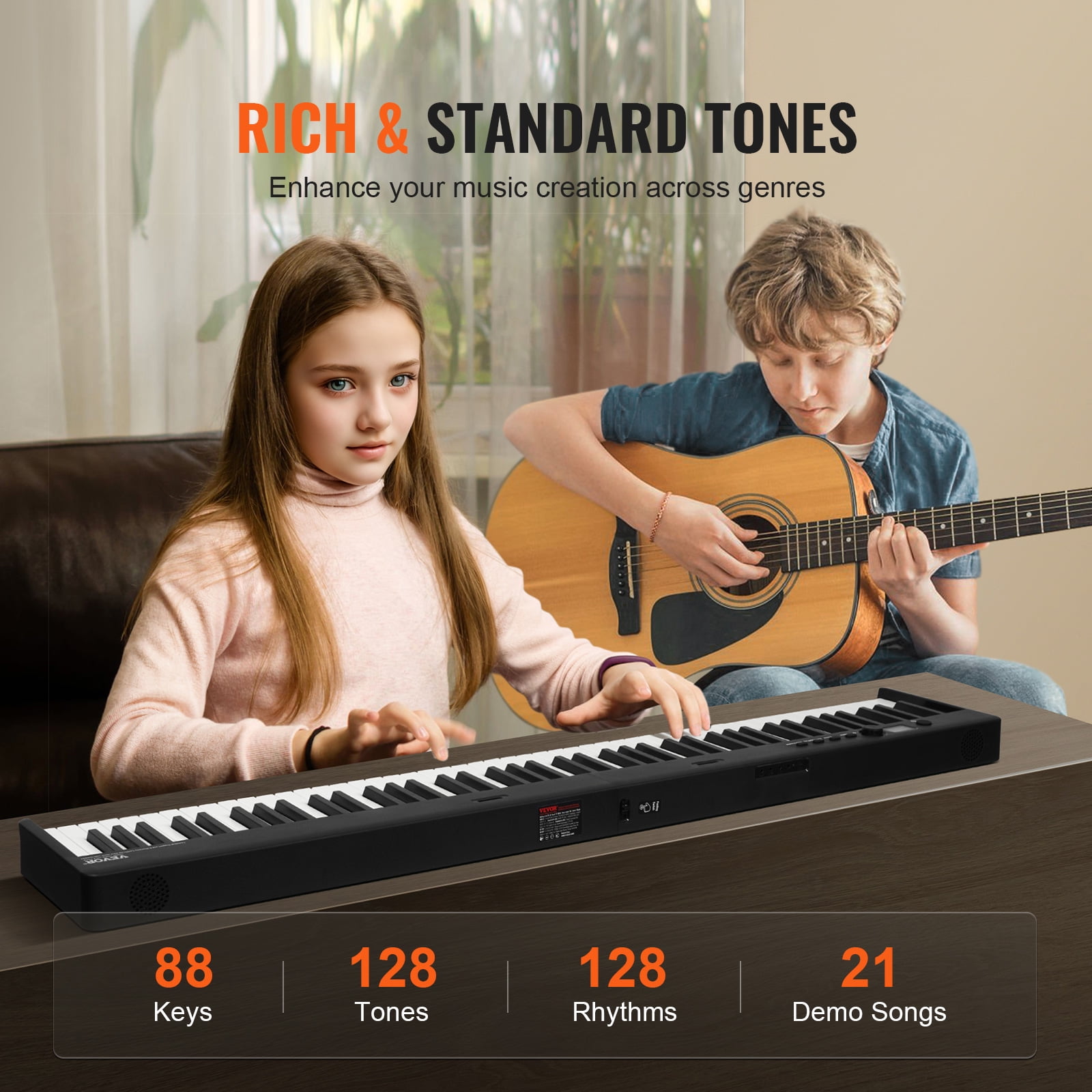 VEVOR 88 Key Folding Keyboard Piano, Bluetooth & MIDI, Portable Electronic Digital Foldable Piano with Sustain Pedal Bag Touch Sensitive Keys Headphones, Rechargeable for Beginners Adults, Black